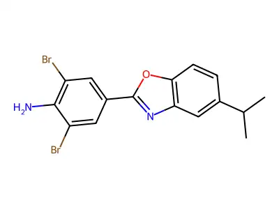 2,6-Dibromo-4-(5-propan-2-yl-1,3-benzoxazol-2-yl)aniline structure
