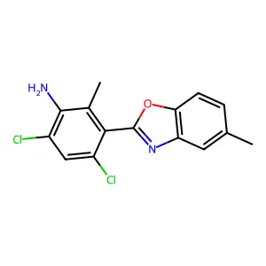 4,6-Dichloro-2-methyl-3-(5-methyl-1,3-benzoxazol-2-yl)aniline structure