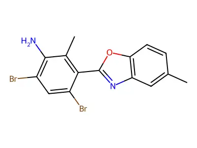 4,6-Dibromo-2-methyl-3-(5-methyl-1,3-benzoxazol-2-yl)aniline structure