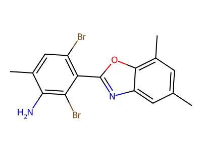 2,4-Dibromo-3-(5,7-dimethyl-1,3-benzoxazol-2-yl)-6-methylaniline structure