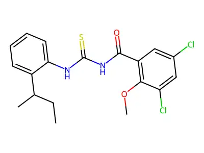 N-{[2-(butan-2-yl)phenyl]carbamothioyl}-3,5-dichloro-2-methoxybenzamide structure