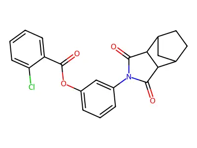 3-(1,3-dioxooctahydro-2H-4,7-methanoisoindol-2-yl)phenyl 2-chlorobenzoate structure