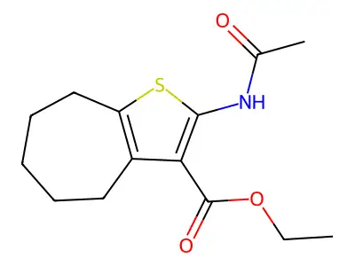 ethyl 2-(acetylamino)-5,6,7,8-tetrahydro-4H-cyclohepta[b]thiophene-3-carboxylate structure