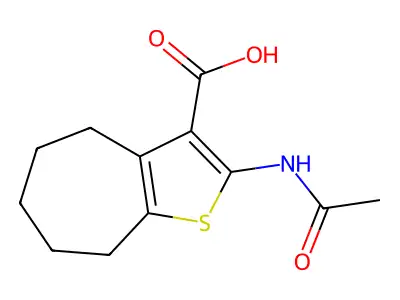 2-acetamido-5,6,7,8-tetrahydro-4H-cyclohepta[b]thiophene-3-carboxylic acid structure