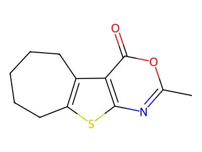 6,7,8,9-Tetrahydro-2-methyl-4H,5H-cyclohepta[4,5]thieno[2,3-d][1,3]oxazin-4-one structure