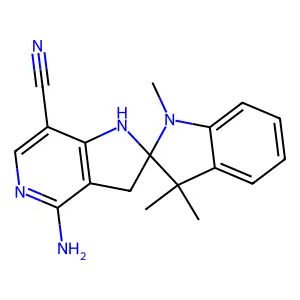 4-amino-1',3',3'-trimethylspiro[1,3-dihydropyrrolo[3,2-c]pyridine-2,2'-indole]-7-carbonitrile structure