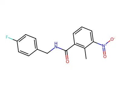 N-[(4-fluorophenyl)methyl]-2-methyl-3-nitrobenzamide structure