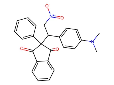 2-[1-(4-dimethylaminophenyl)-2-nitroethyl]-2-phenylindene-1,3-dione structure