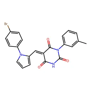 (5E)-5-[[1-(4-bromophenyl)pyrrol-2-yl]methylidene]-1-(3-methylphenyl)-1,3-diazinane-2,4,6-trione structure