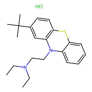 Phenothiazine, 2-tert-butyl-10-(2-diethylaminoethyl)-, hydrochloride structure