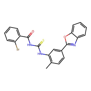 N-[[5-(1,3-benzoxazol-2-yl)-2-methylphenyl]carbamothioyl]-2-bromobenzamide structure