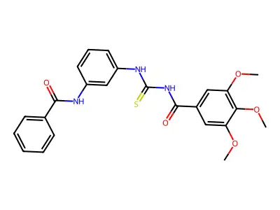 N-[[[3-[(Benzoyl)amino]phenyl]amino](thioxo)methyl]-3,4,5-trimethoxybenzamide structure