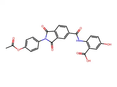 2-({2-[4-(Acetyloxy)phenyl]-1,3-dioxo-2,3-dihydro-1H-isoindole-5-carbonyl}amino)-5-hydroxybenzoic acid structure