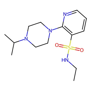 N-ethyl-2-(4-isopropyl-1-piperazinyl)-3-pyridinesulfonamide structure