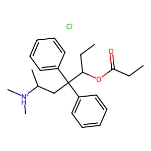 6-(Dimethylamino)-4,4-diphenylheptan-3-yl propanoate--hydrogen chloride (1/1) structure