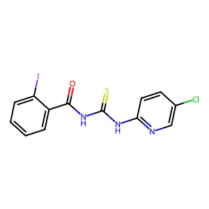 N-[(5-chloropyridin-2-yl)carbamothioyl]-2-iodobenzamide structure