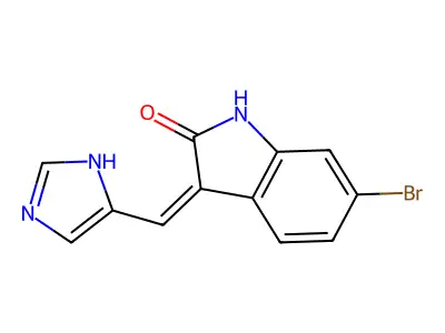 6-Bromo-3-[(1H-imidazol-5-yl)methylidene]-1,3-dihydro-2H-indol-2-one structure