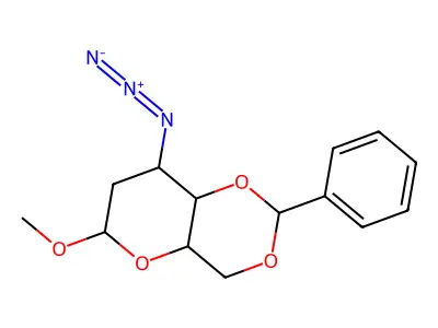 Methyl 3-azido-4,6-O-benzylidene-2,3-dideoxyhexopyranoside structure