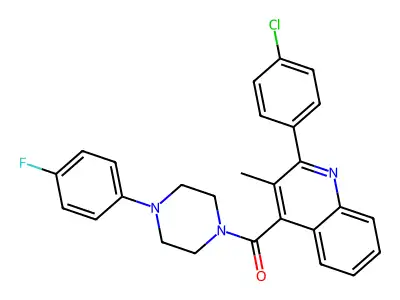 [2-(4-chlorophenyl)-3-methylquinolin-4-yl]-[4-(4-fluorophenyl)piperazin-1-yl]methanone structure