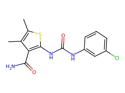2-{[(3-Chlorophenyl)carbamoyl]amino}-4,5-dimethylthiophene-3-carboxamide structure