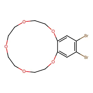 15,16-Dibromo-2,3,5,6,8,9,11,12-octahydrobenzo[b][1,4,7,10,13]pentaoxacyclopentadecine structure