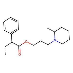 Butyric acid, 2-phenyl-, 3-(2''-methylpiperidino)propyl ester structure