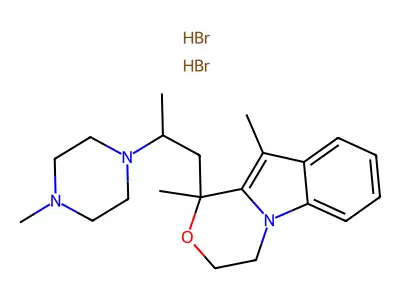 1H-(1,4)Oxazino(4,3-a)indole, 3,4-dihydro-1,10-dimethyl-1-(2-(4-methylpiperazino)propyl)-, dihydrobromide structure