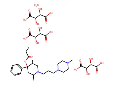 Piperidine, 2,5-dimethyl-1-(4-methylpiperazinylpropyl)-4-phenyl-4-propionyloxy-, tritartrate, hydrate structure