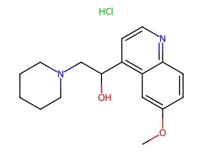 1-(6-Methoxyquinolin-4-yl)-2-(piperidin-1-yl)ethan-1-ol--hydrogen chloride (1/1) structure