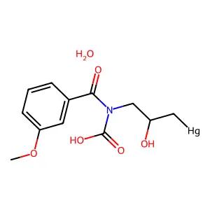 3-(Carboxy(3-methoxybenzoyl)amino)-2-hydroxypropyl--mercury--water (1/1/1) structure