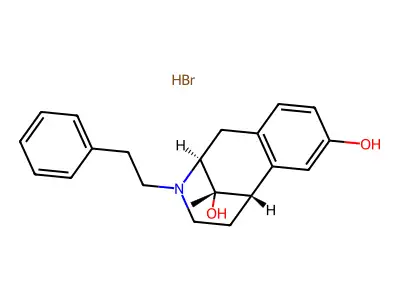2,6-Methano-3-benzazocine-8,11-beta-diol, 1,2,3,4,5,6-hexahydro-11-alpha-methyl-, 3-phenethyl-, hydrobromide structure