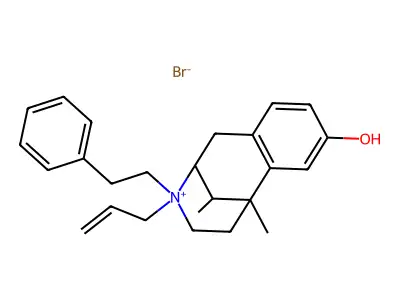 2,6-Methano-3-benzazocinium, 1,2,3,4,5,6-hexahydro-6,11-dimethyl-8-hydroxy-N-phenethyl-N-(2-propenyl)-, bromide structure