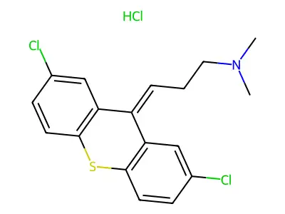 Thioxanthene, 2,7-dichloro-9-(3-(dimethylamino)propylidene)-, hydrochloride structure