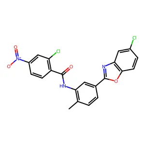 2-chloro-N-[5-(5-chloro-1,3-benzoxazol-2-yl)-2-methylphenyl]-4-nitrobenzamide structure