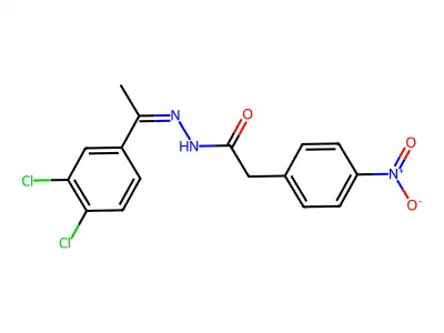 N-[1-(3,4-dichlorophenyl)ethylideneamino]-2-(4-nitrophenyl)acetamide structure