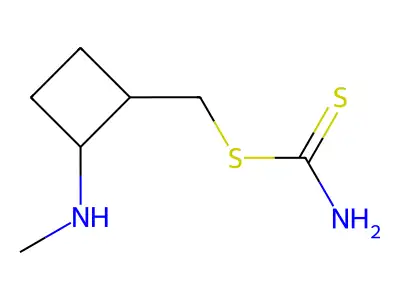 Carbamodithioic acid, (2-(methylamino)cyclobutyl)methyl ester structure