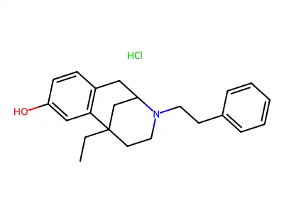 2,6-Methano-3-benzazocin-8-ol, 6-ethyl-1,2,3,4,5,6-hexahydro-3-phenethyl-, hydrochloride structure