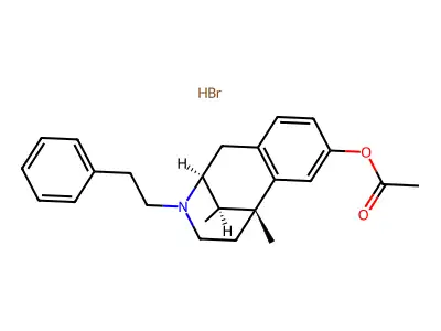 alpha-2'-Acetoxy-5,9-dimethyl-2(N)-phenethyl-6,7-benzomorphan hydrobromide structure