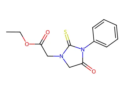 1-Imidazolidineacetic acid, 4-oxo-3-phenyl-2-thioxo-, ethyl ester structure