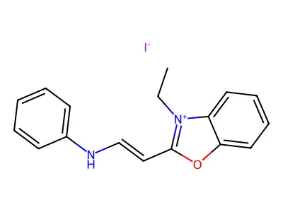 2-(2-Anilinoethen-1-yl)-3-ethyl-1,3-benzoxazol-3-ium iodide structure