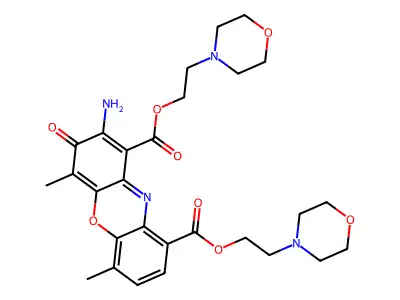 bis(2-morpholin-4-ylethyl) 2-amino-4,6-dimethyl-3-oxophenoxazine-1,9-dicarboxylate structure