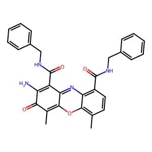 2-amino-1-N,9-N-dibenzyl-4,6-dimethyl-3-oxophenoxazine-1,9-dicarboxamide structure