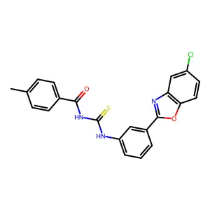 N-{[3-(5-chloro-1,3-benzoxazol-2-yl)phenyl]carbamothioyl}-4-methylbenzamide structure