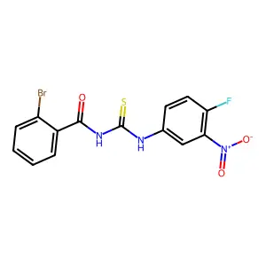 2-bromo-N-[(4-fluoro-3-nitrophenyl)carbamothioyl]benzamide structure