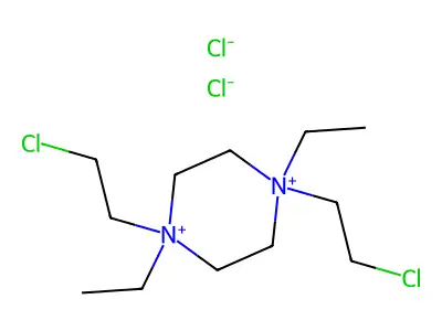 1,4-Bis(2-chloroethyl)-1,4-diethylpiperazine-1,4-diium dichloride structure