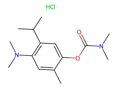 Carbamic acid, dimethyl-, 5-(dimethylamino)carvacryl ester, hydrochloride structure