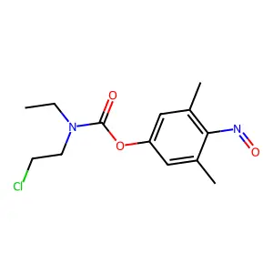 Carbamic acid, N-(2-chloroethyl)-N-ethyl-, 4-nitroso-3,5-xylyl ester structure