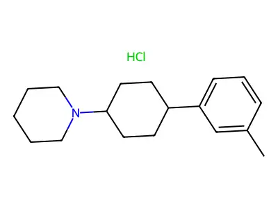 1-(4-(3-Methylphenyl)cyclohexyl)piperidine--hydrogen chloride (1/1) structure