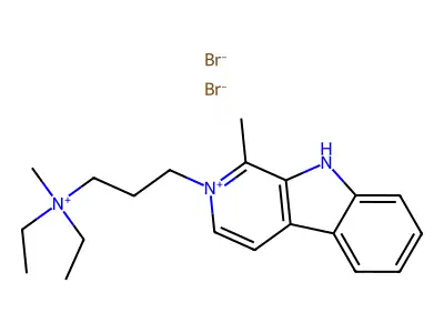 9H-Pyrido(3,4-b)indolium, 2-(3-(diethylmethylammonio)propyl)-1-methyl-, dibromide structure