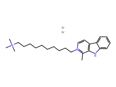 9H-Pyrido(3,4-b)indolium, 1-methyl-2-(10-(trimethylammonio)decyl)-, dibromide structure